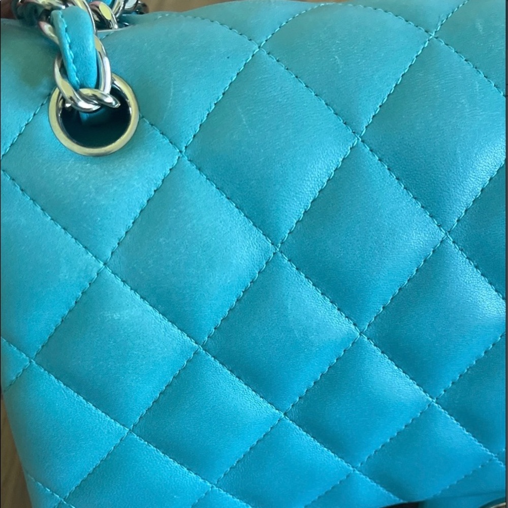 Chanel Jumbo Double Flap Bag Turquoise Blue Lambskin - Picture 11 of 15
